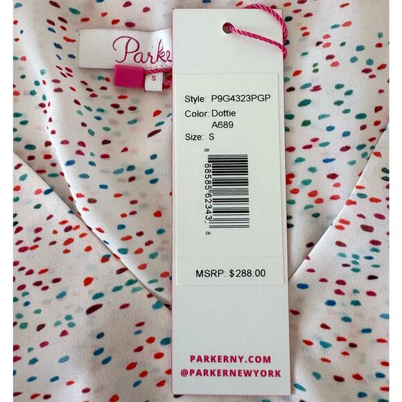 Parker Dottie Confetti Ruffle Top NEW Size Small Feminine Multicolor Office - Picture 5 of 9